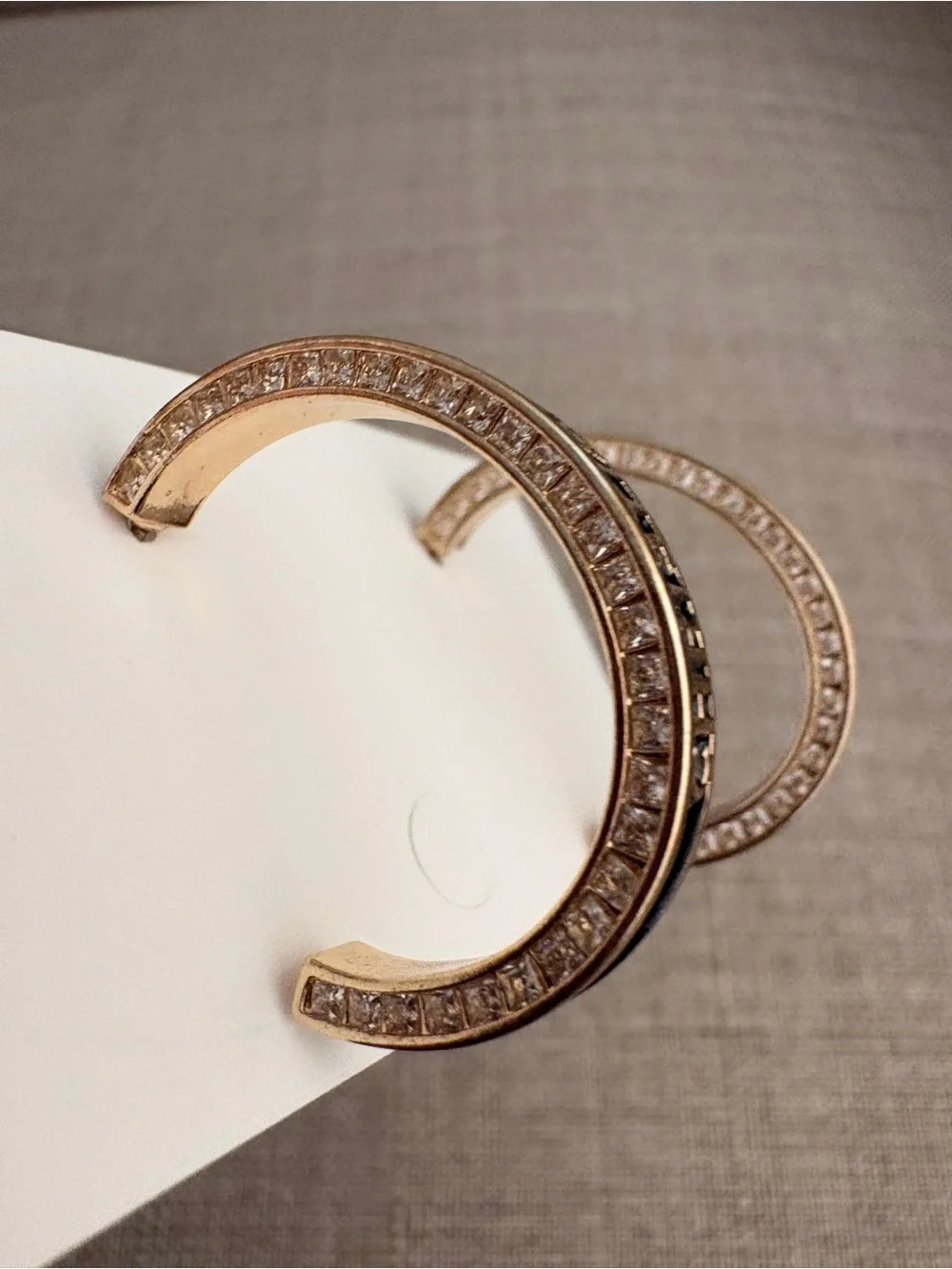 Dior Gold and Black Signature Hoop Earrings - Picture 6 of 7